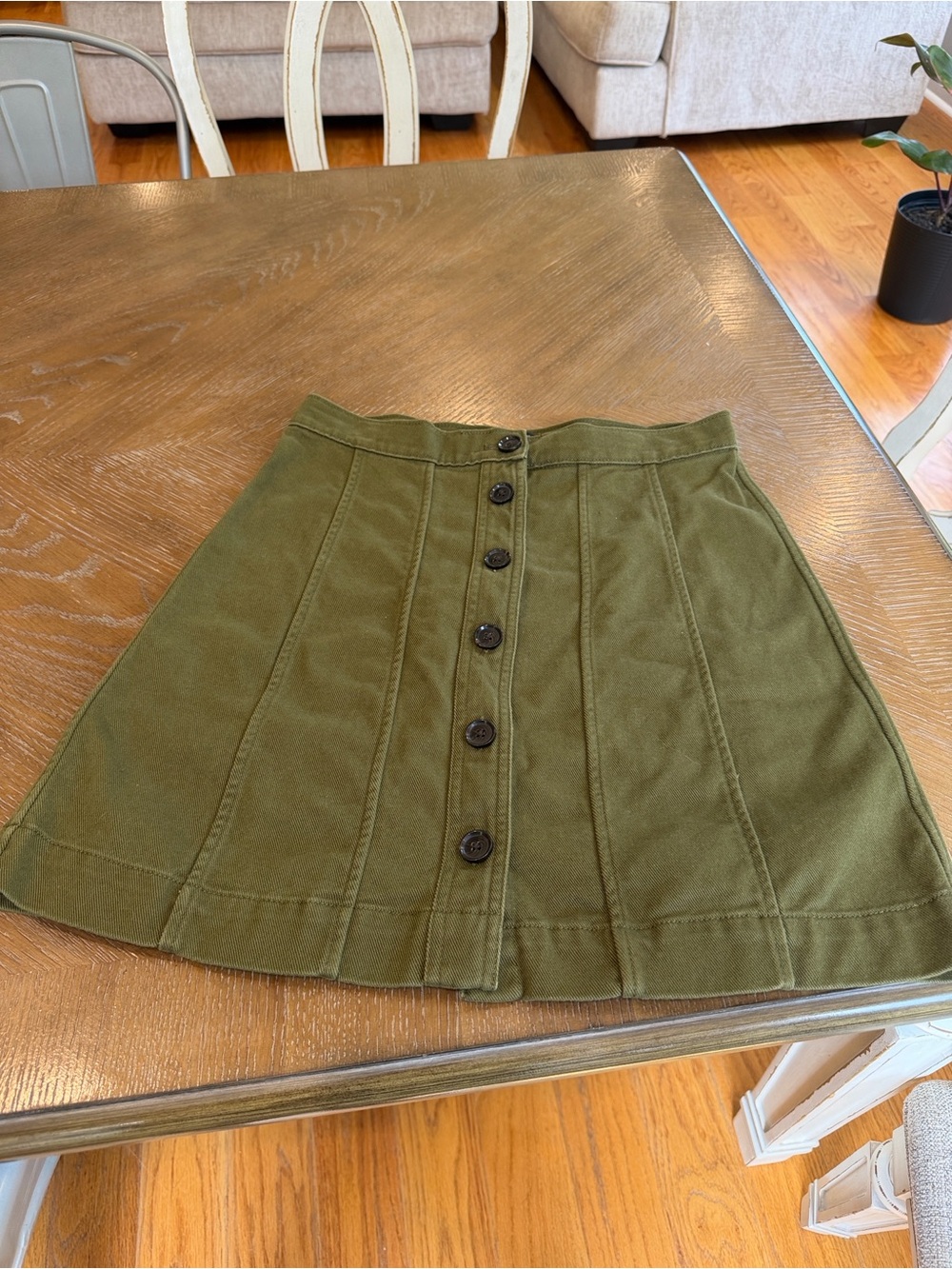 Banana Republic Olive Green Button-Front Mini Skirt